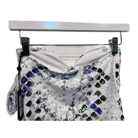 DKNY WOMENS SZ XS TANKINI TOP PRINTED BANDEAU BOW JUMBO MULTI SNAKE SPLASH MULTI - Picture 6 of 10